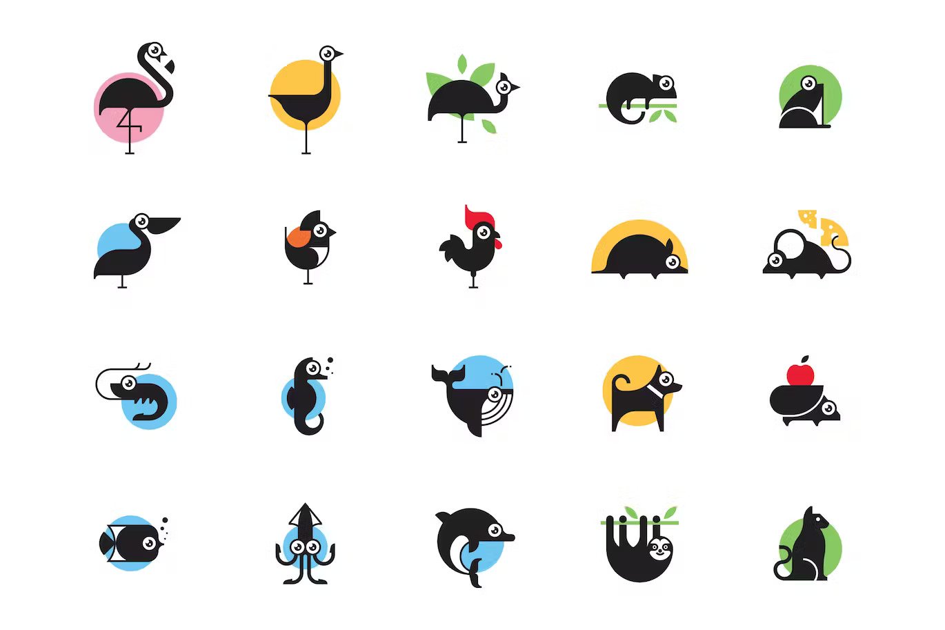 A colorful animal icons