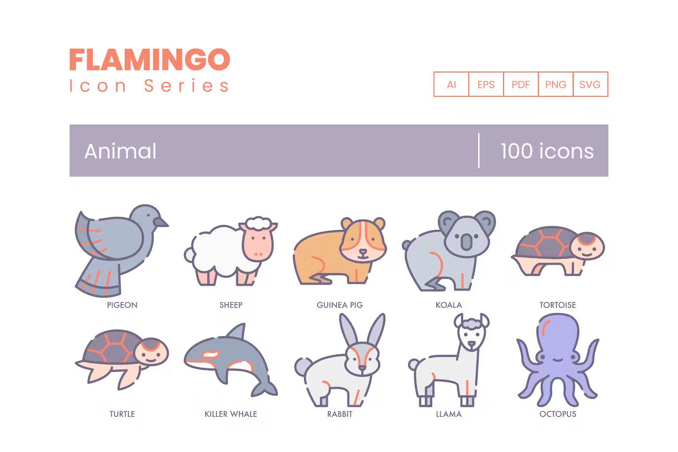 A colorful animal icons