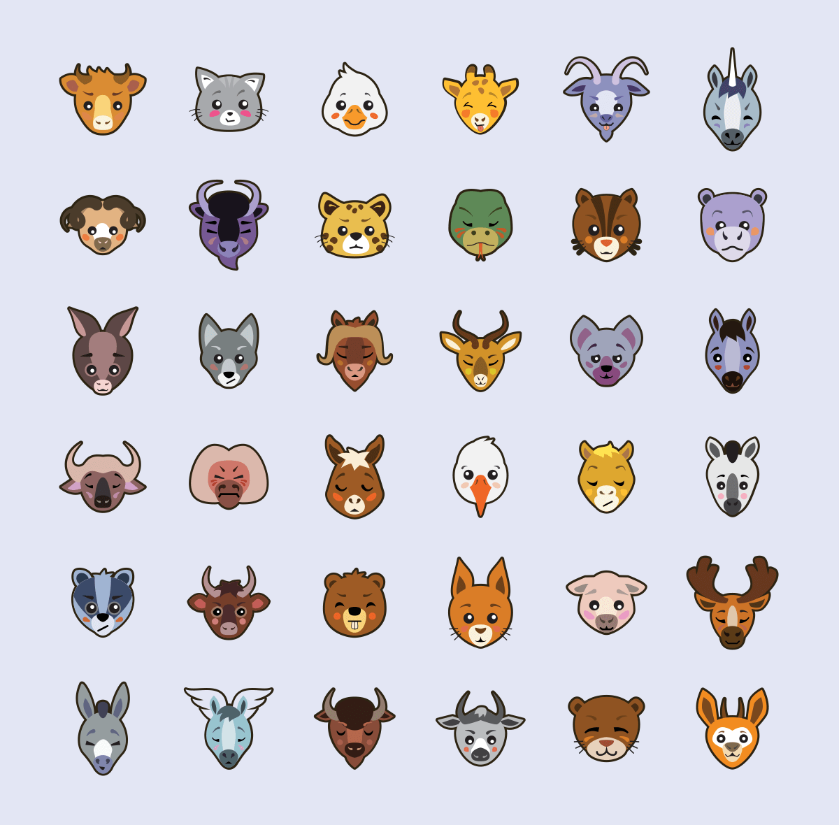 A free colorful animal icons