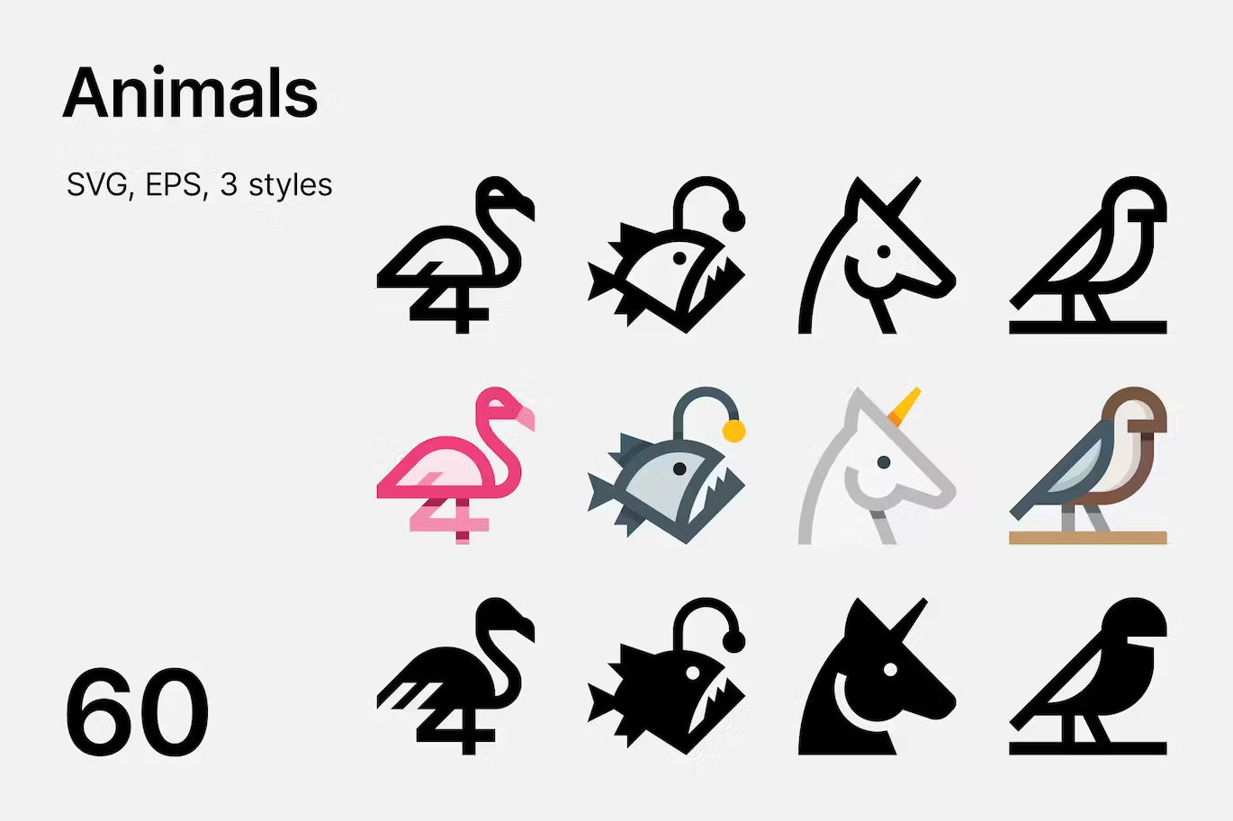 Animals icon set