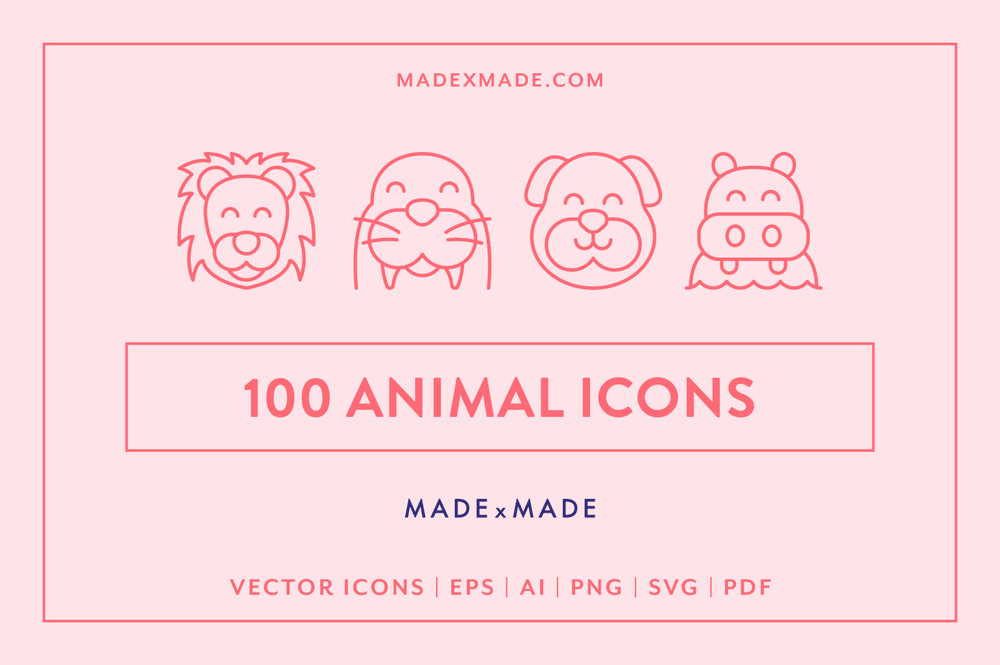 Animals line icons pack