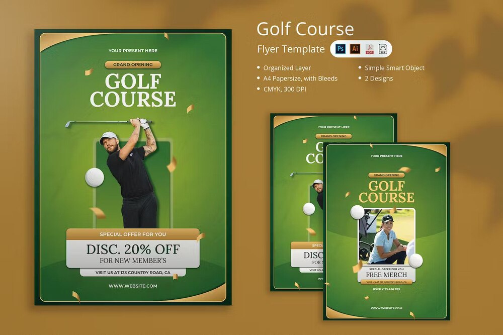 A gold course flyer template