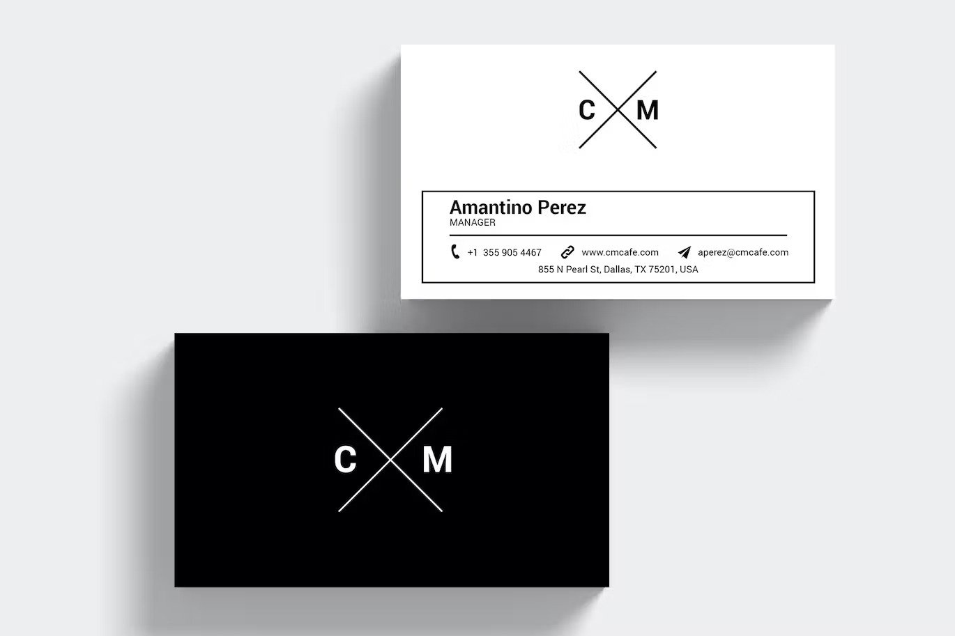 A black and white corporate business card template