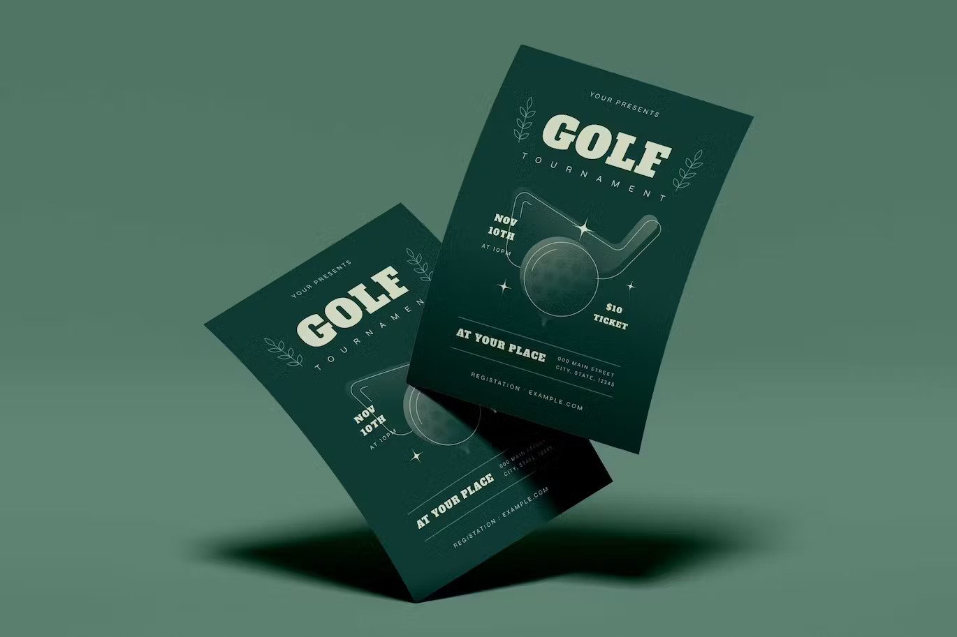 A dark golf tournament flyer template