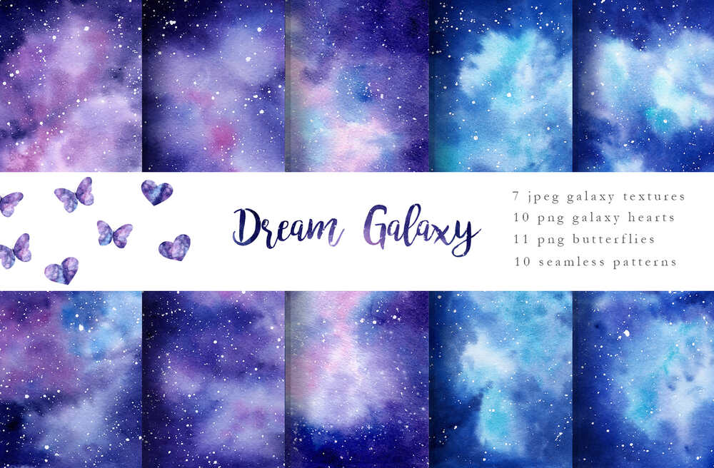 A galaxy watercolor textures collection