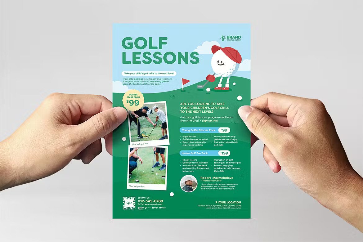 A golf lessons flyer templates