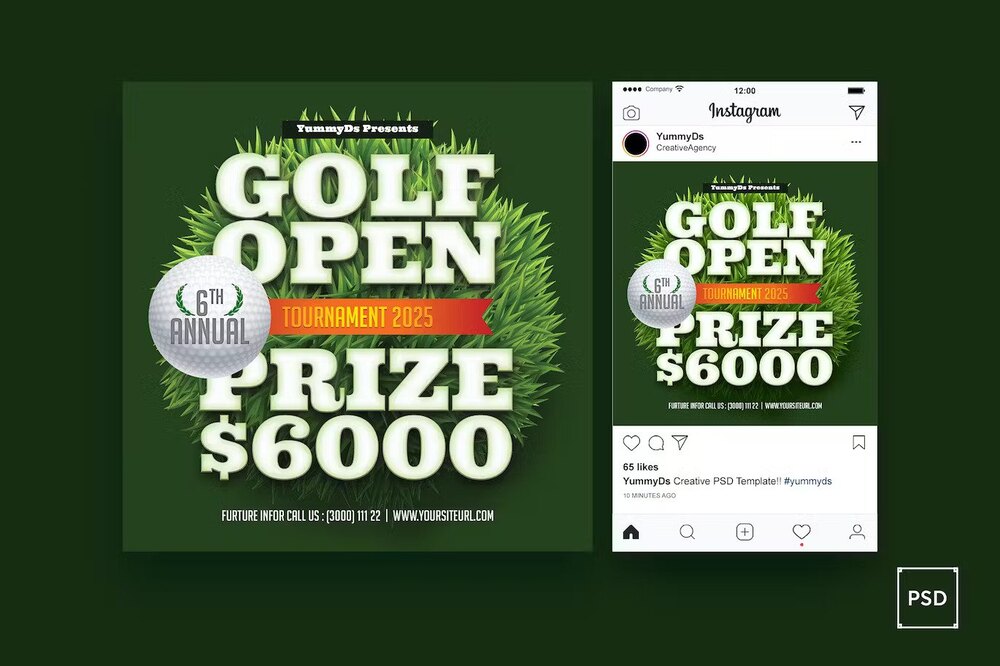A golf open square flyer template