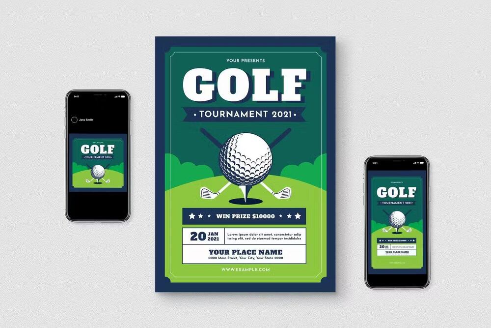 A golf tournament flyer set