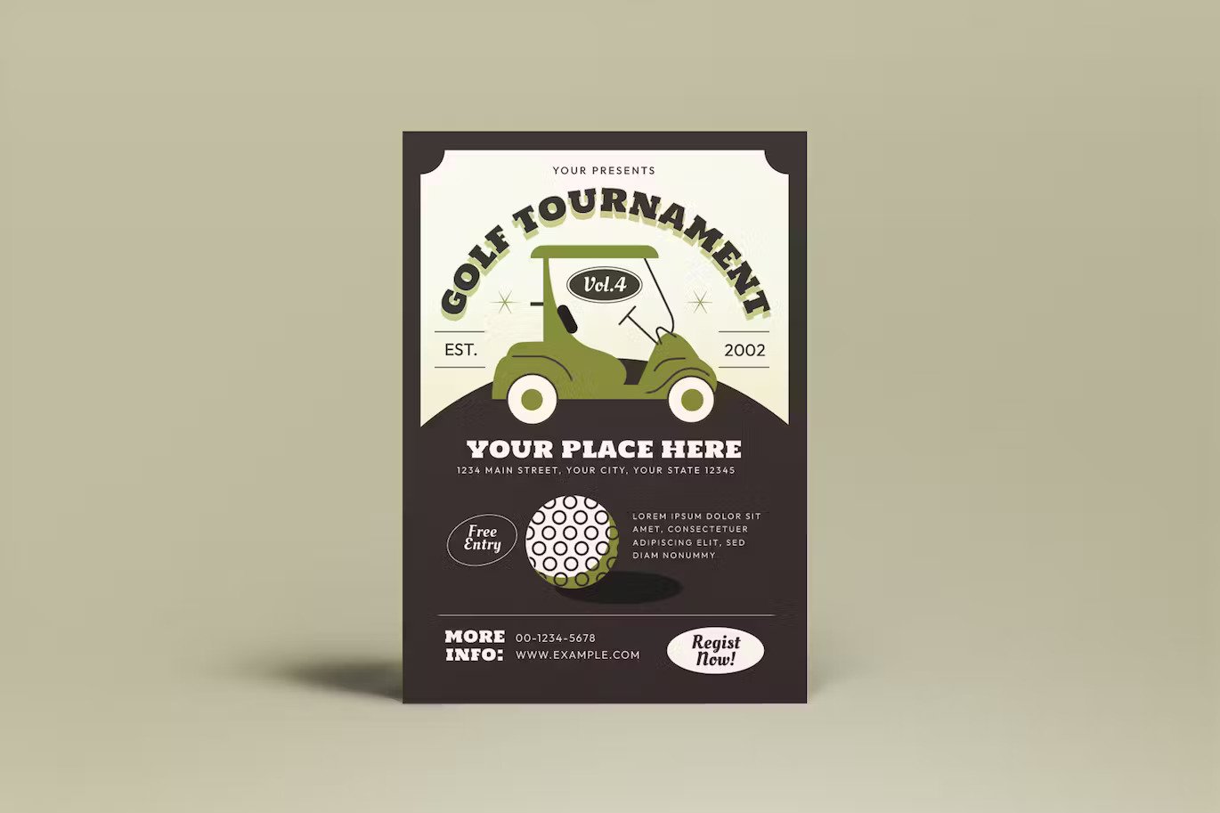 A vintage gold tournament flyer template