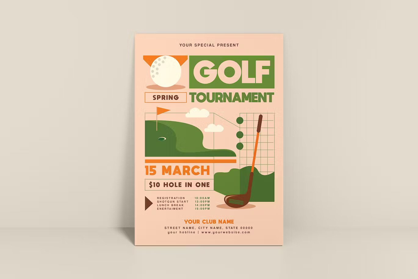 A retro golf tournament flyer