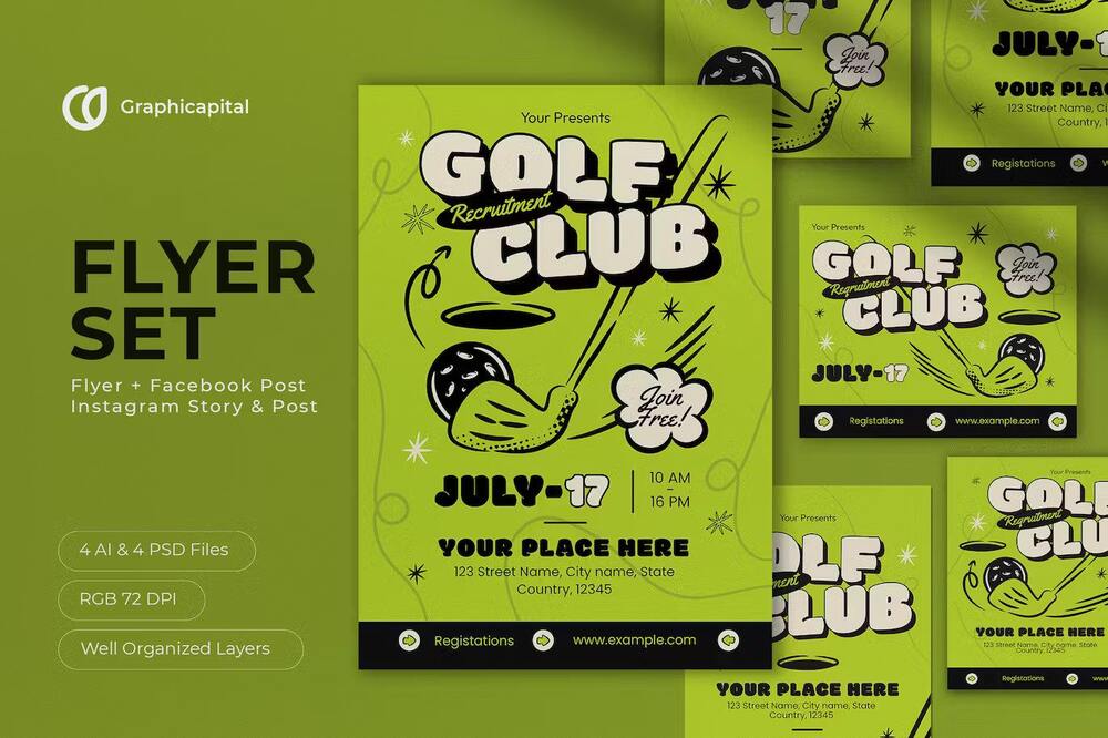 A golf club flyer set