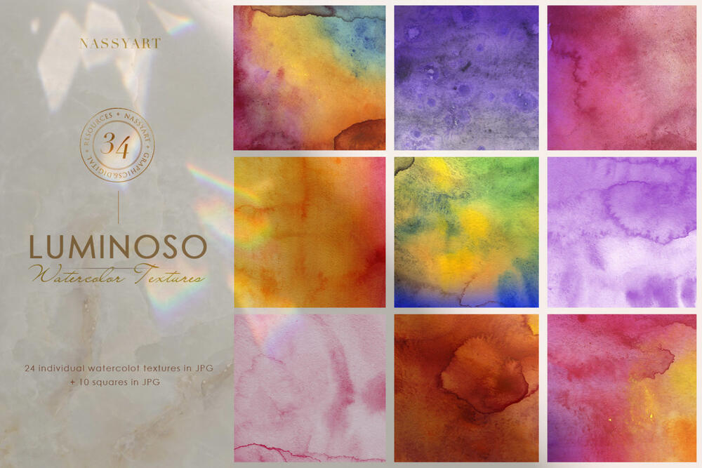 A luminoso watercolor texture set