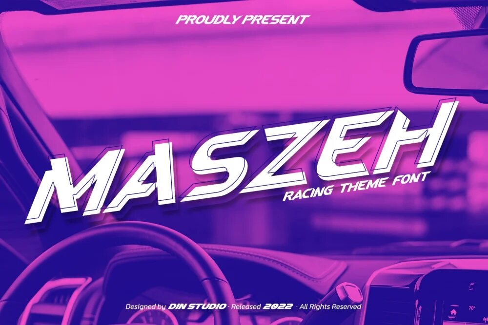 A modern racing theme font
