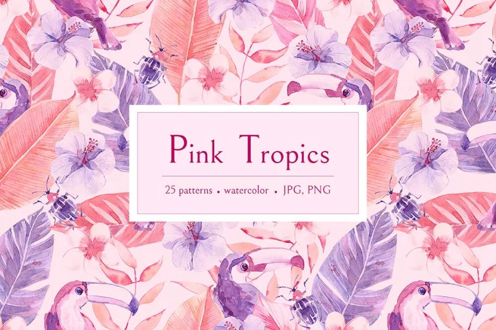 A pink tropics patterns set