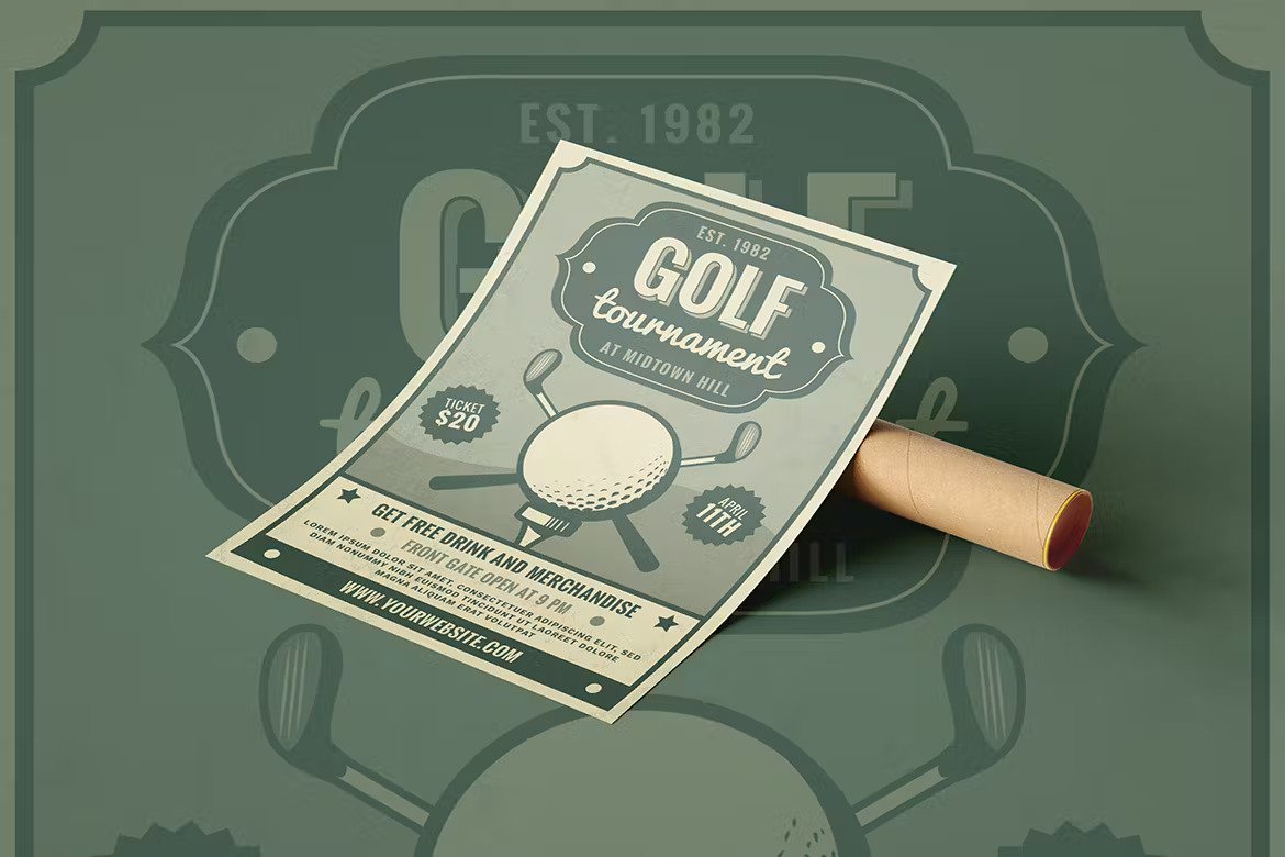 A retro golf tournament flyer template