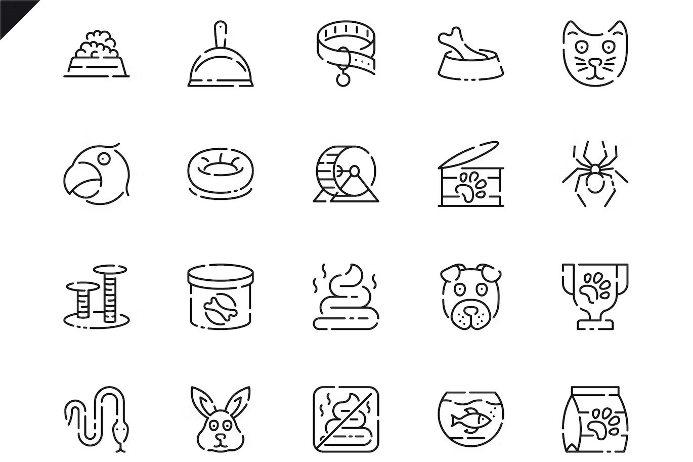 Animals line style icons