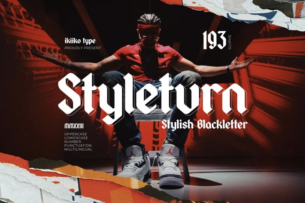 A stylish blackletter typeface