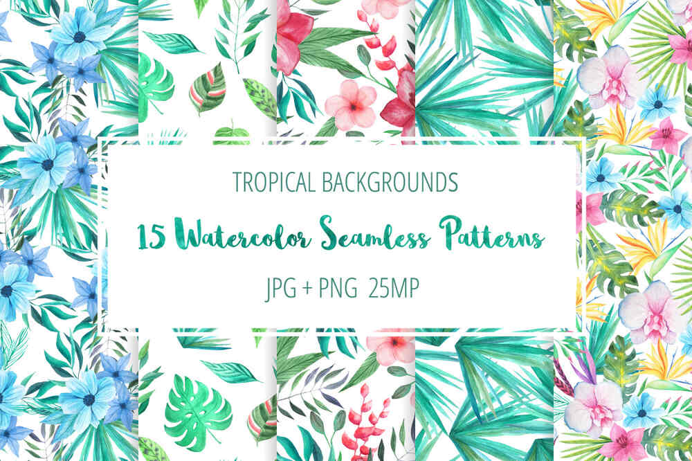 A tropical watercolor seamless patterns
