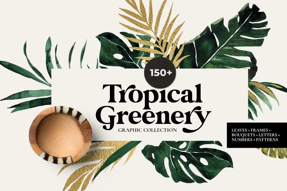 A tropical greenery creative set