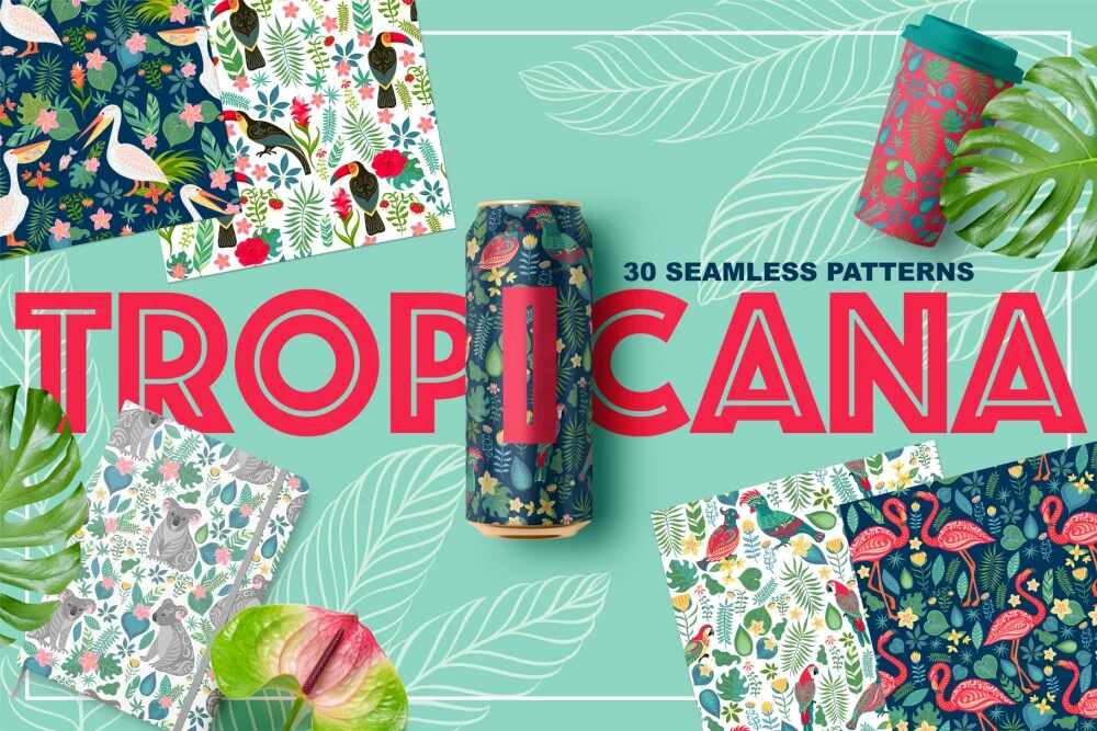 A tropicana seamless pattern set