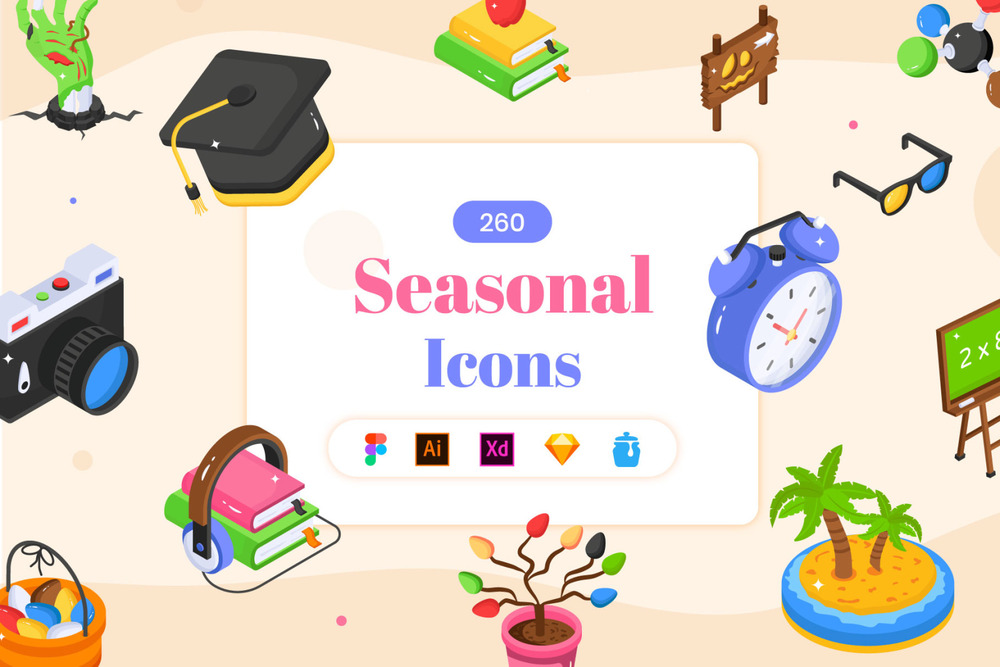 A set of seasonal icons