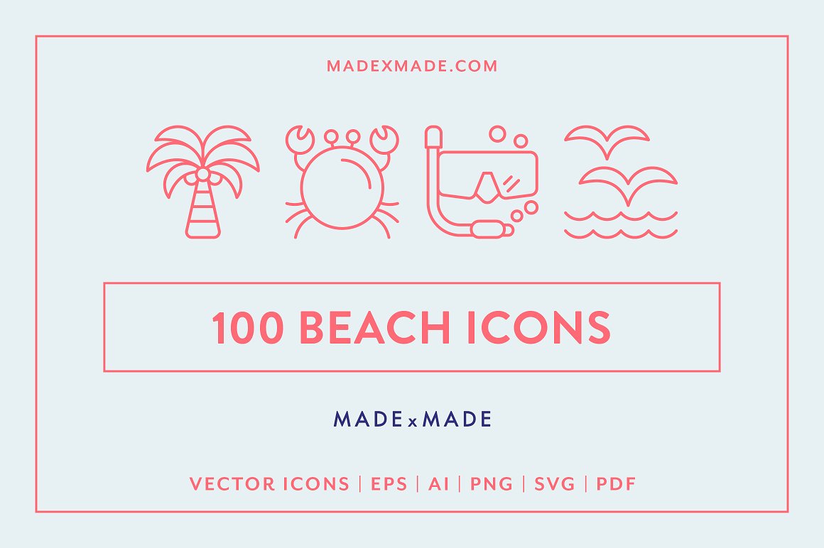 A set of beach line icons