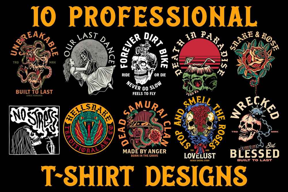 A set of awesome tshirt tattoo designs