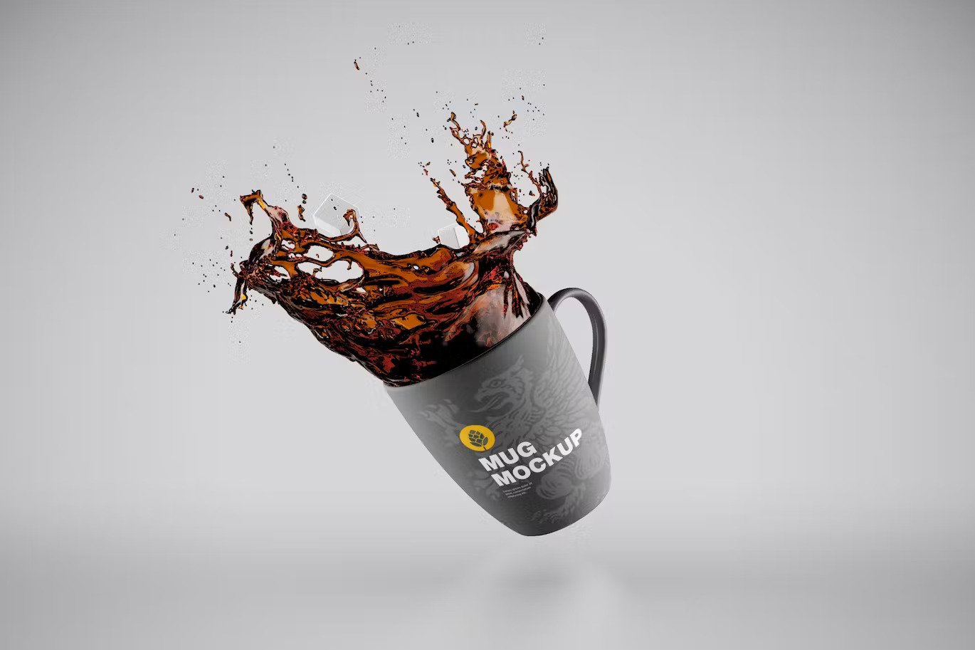 A coffee mug splash mockup