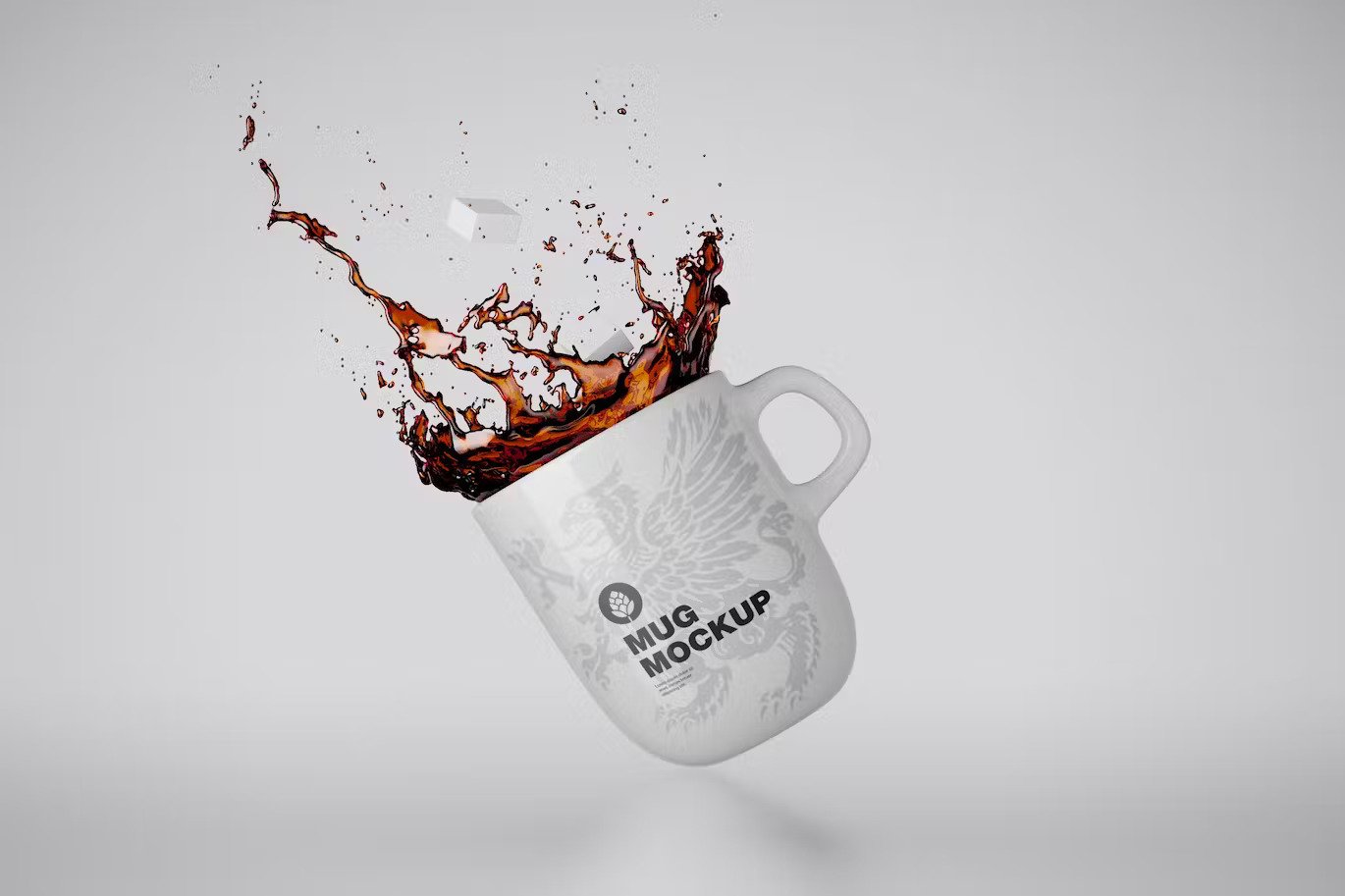 A colorful mug with splash mockup