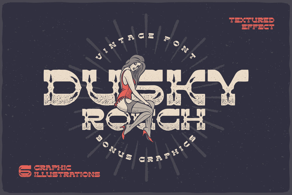A dusky rough font and graphics