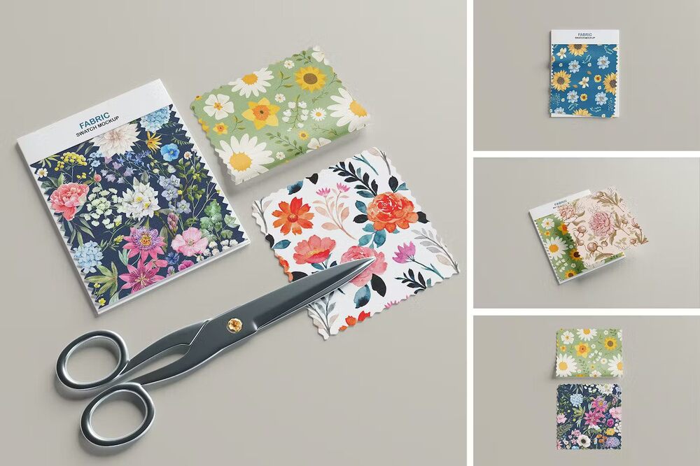 A fabric swatch mockup set