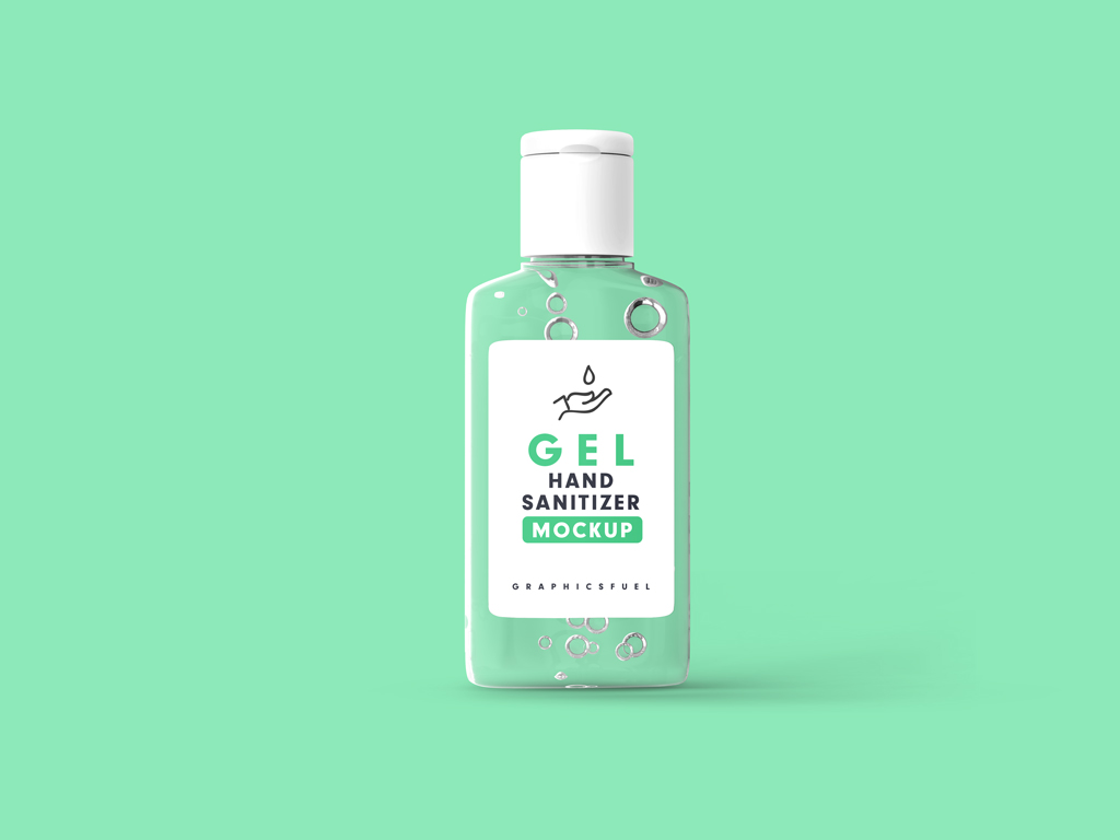 A free hand sanitizer gel bottle mockup