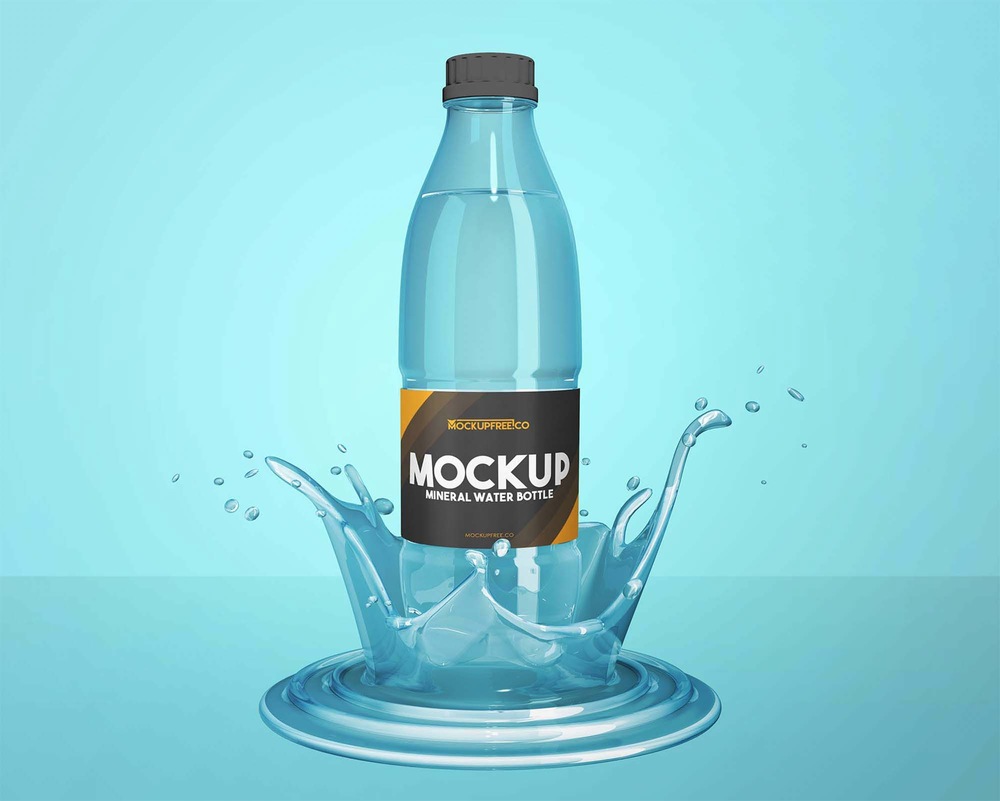 A free mineral water bottle mockup