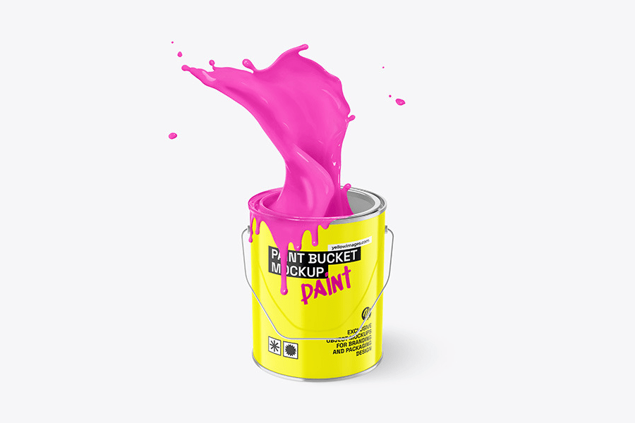 A paint bucket with splash mockup