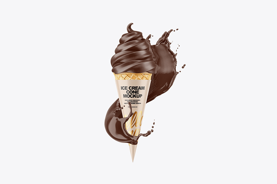 An ice cream cone mockup template