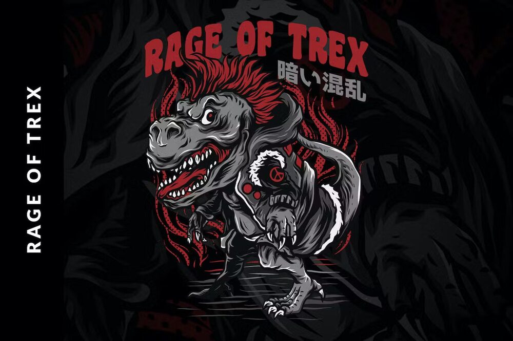 A range of t-rex t-shirt design template
