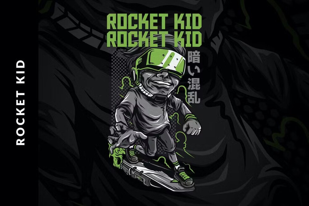 A rocket kid t-shirt design template