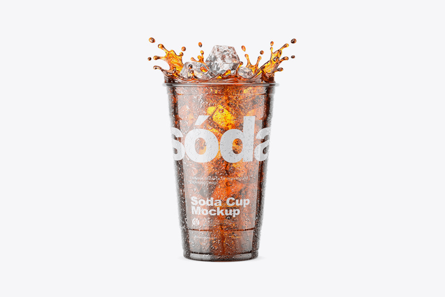 A soda cup with cola splash mockup