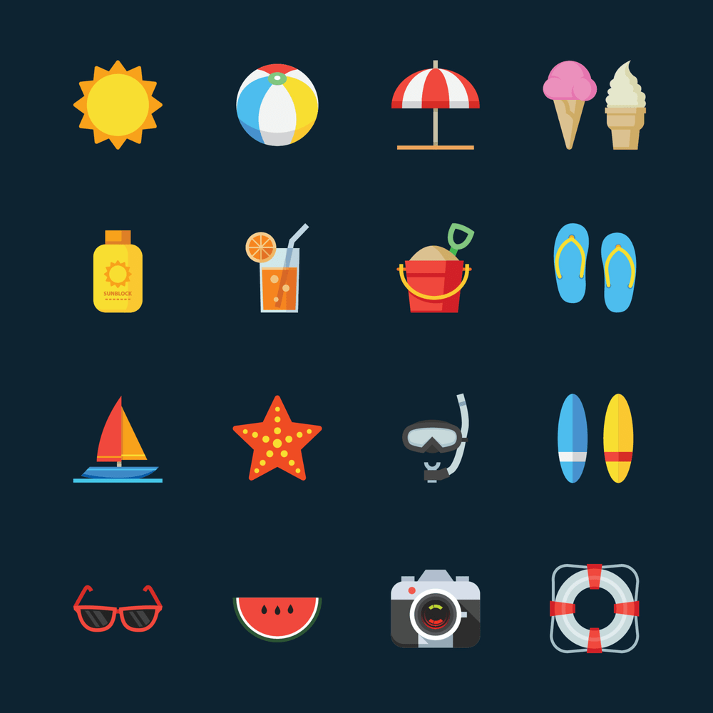 Summer and beach icons for free