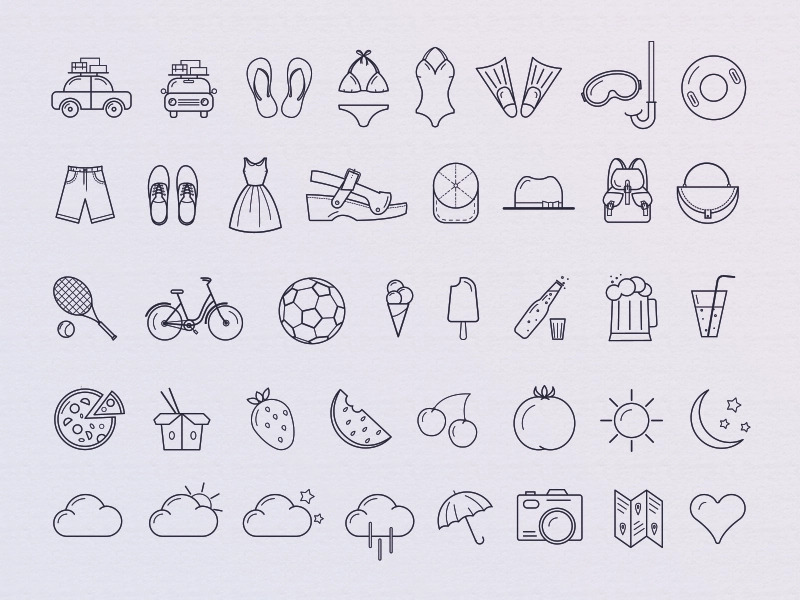 A free summer icons in line style