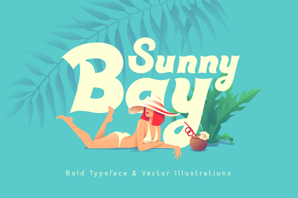 A sunny bay font and graphics