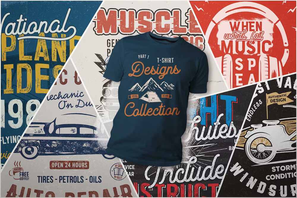A collection of t-shirt design templates