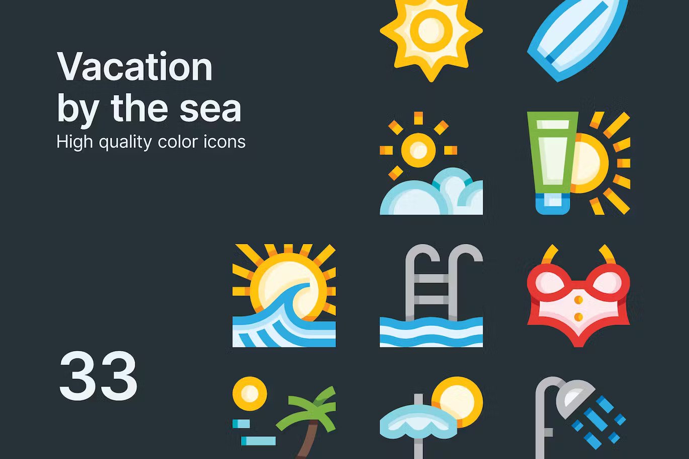 Vacation by the sea icons pack