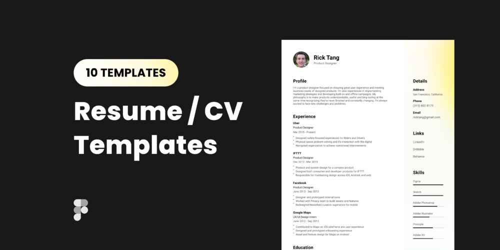 A set of free figma resume cv templates