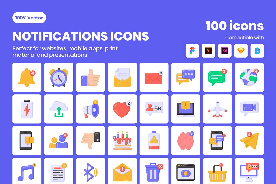 A set of notifications icons