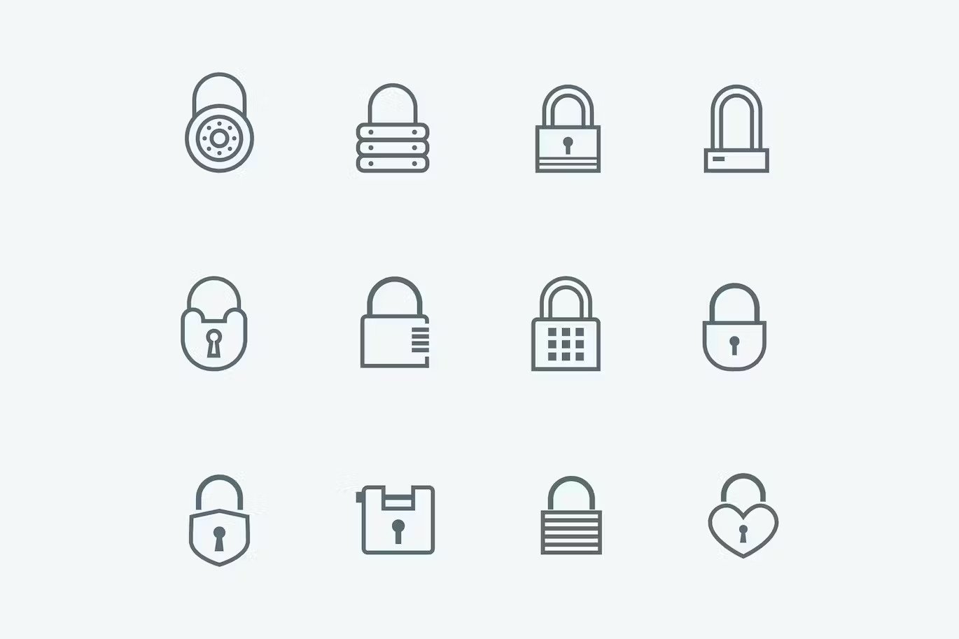 Padlock and security icon set