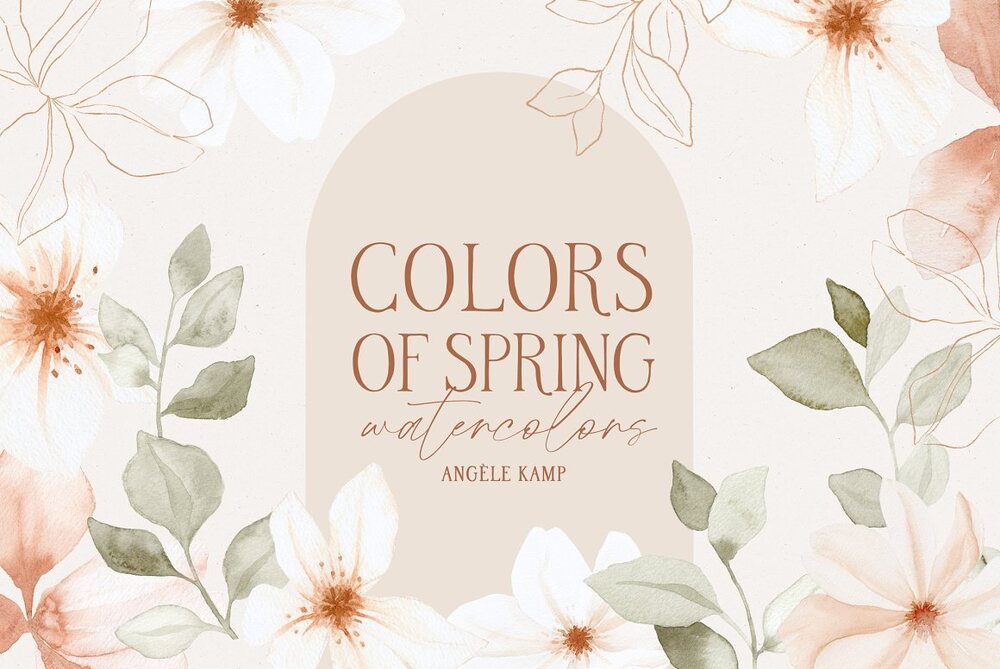 A watercolor flowers of spring set
