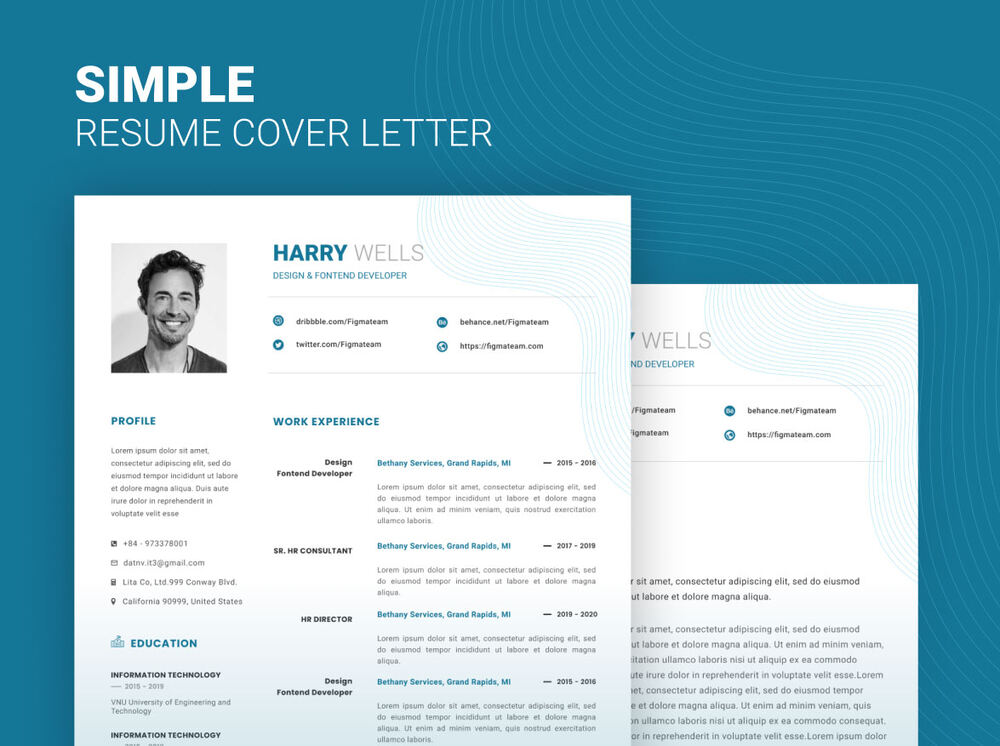 A free simple resume cover letter template for figma