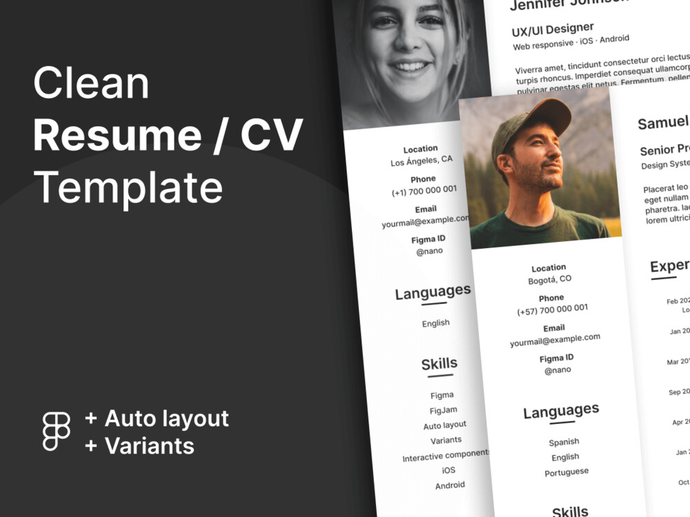 A free resume template for figma