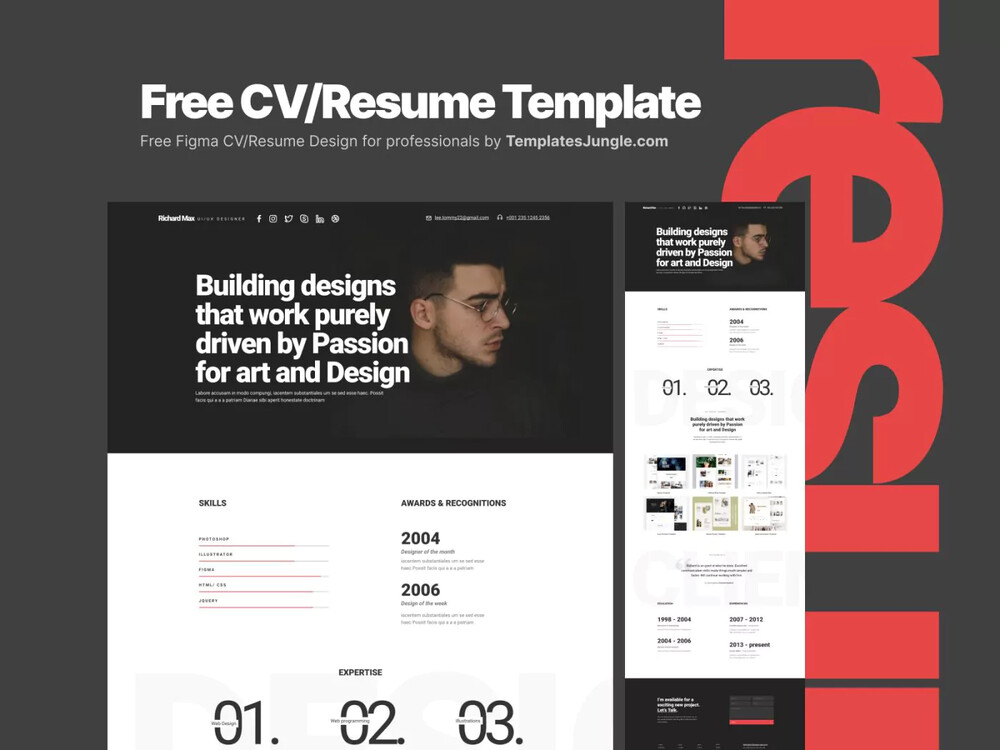 A free cv resume figma design template